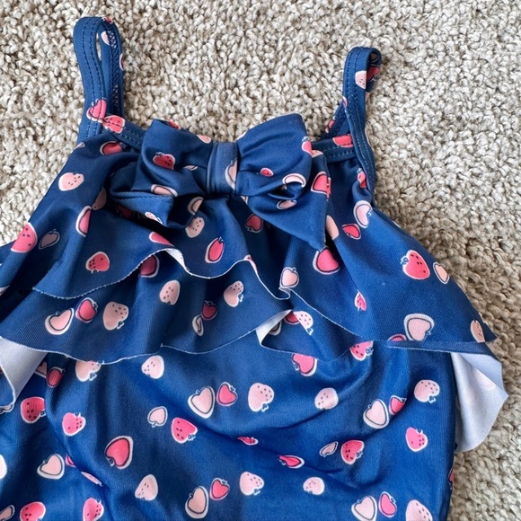 Baby Girls’ Bathing suit Navy Blue Heart Print Ruffle One-Piece Swimsuit 3-6 mo - Picture 3 of 8